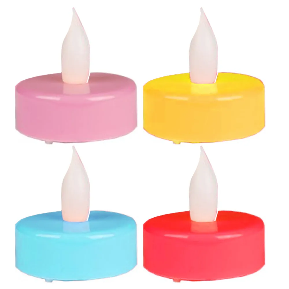 12 Pc Flameless Votive Candles Battery Operated LED Tea Light Assorted Colors