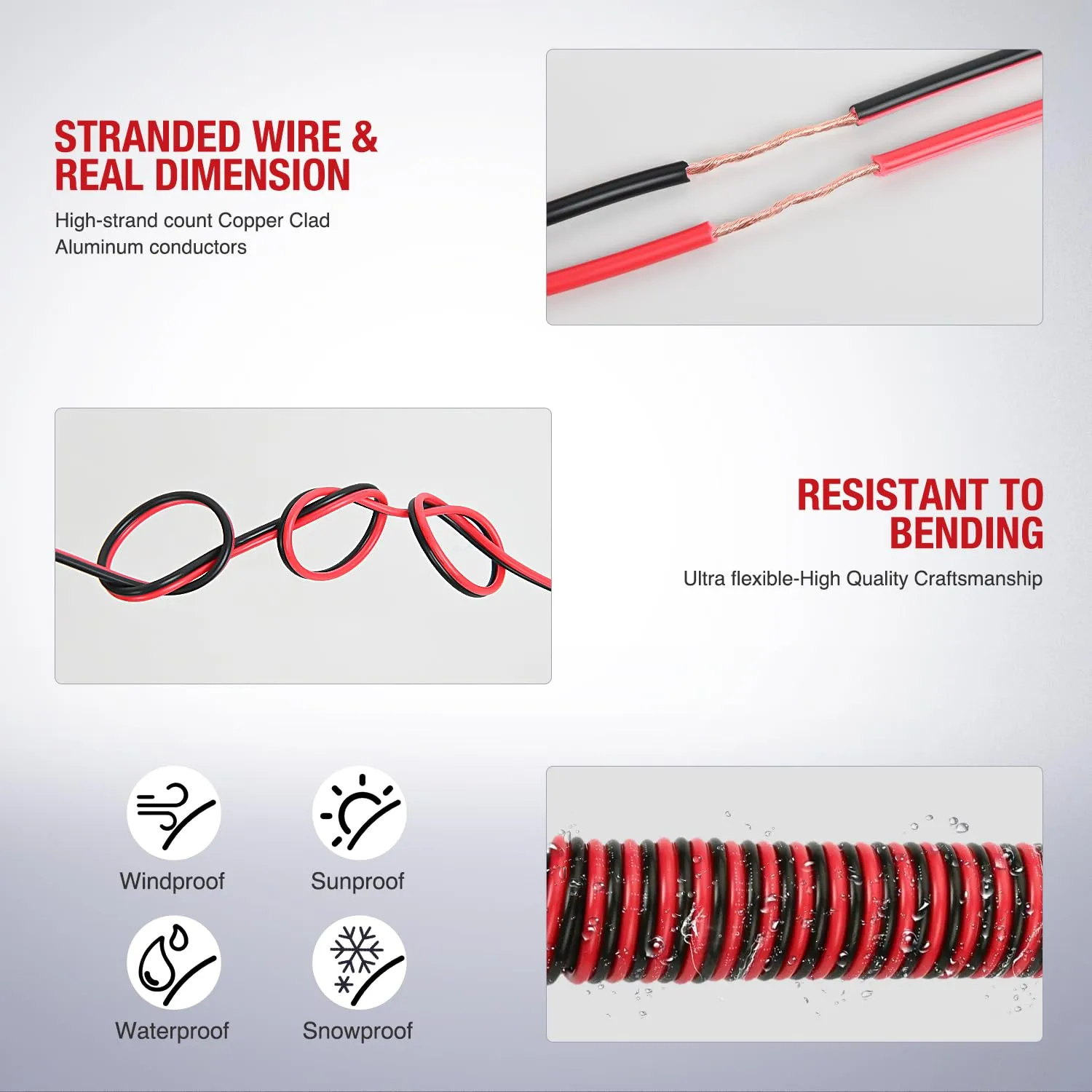 16AWG 100FT Wire Copper Clad Aluminum 2 Conductor Parallel Wire Red Black 12V/24V DC Cable Flexible Extension Cords for Model Train Car Audio Radio Amplifier DIY
