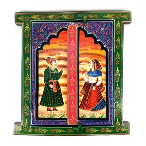 Apka Mart The Online Shop Wooden Jharokha Window Wall Hanging With Doors (Multicolored / 15 Inch) - For Wall Decor, Home Decor, Room Decor, Photo Frame and Gifts