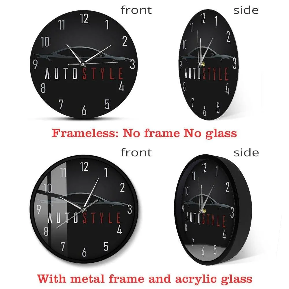 Auto Style Driving Car Logo Modern Silent Wall Clock Sports Vehicle Garage