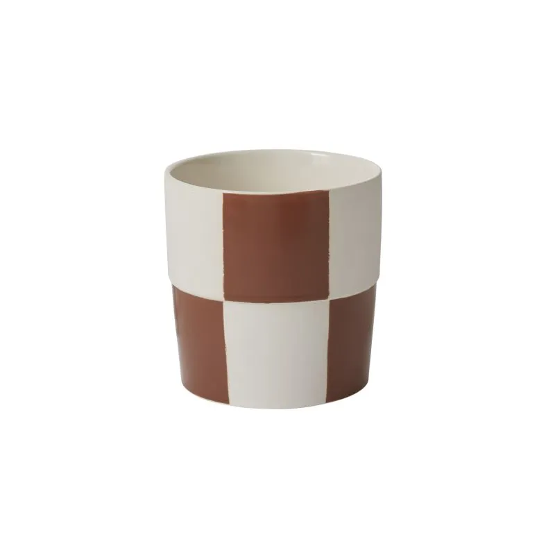 Checkerboard Pot Brown 6.75"