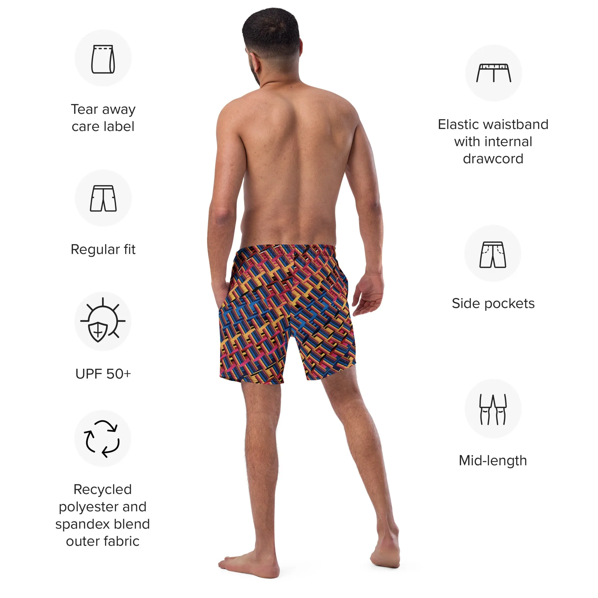 Colored Lines Men's swim trunks