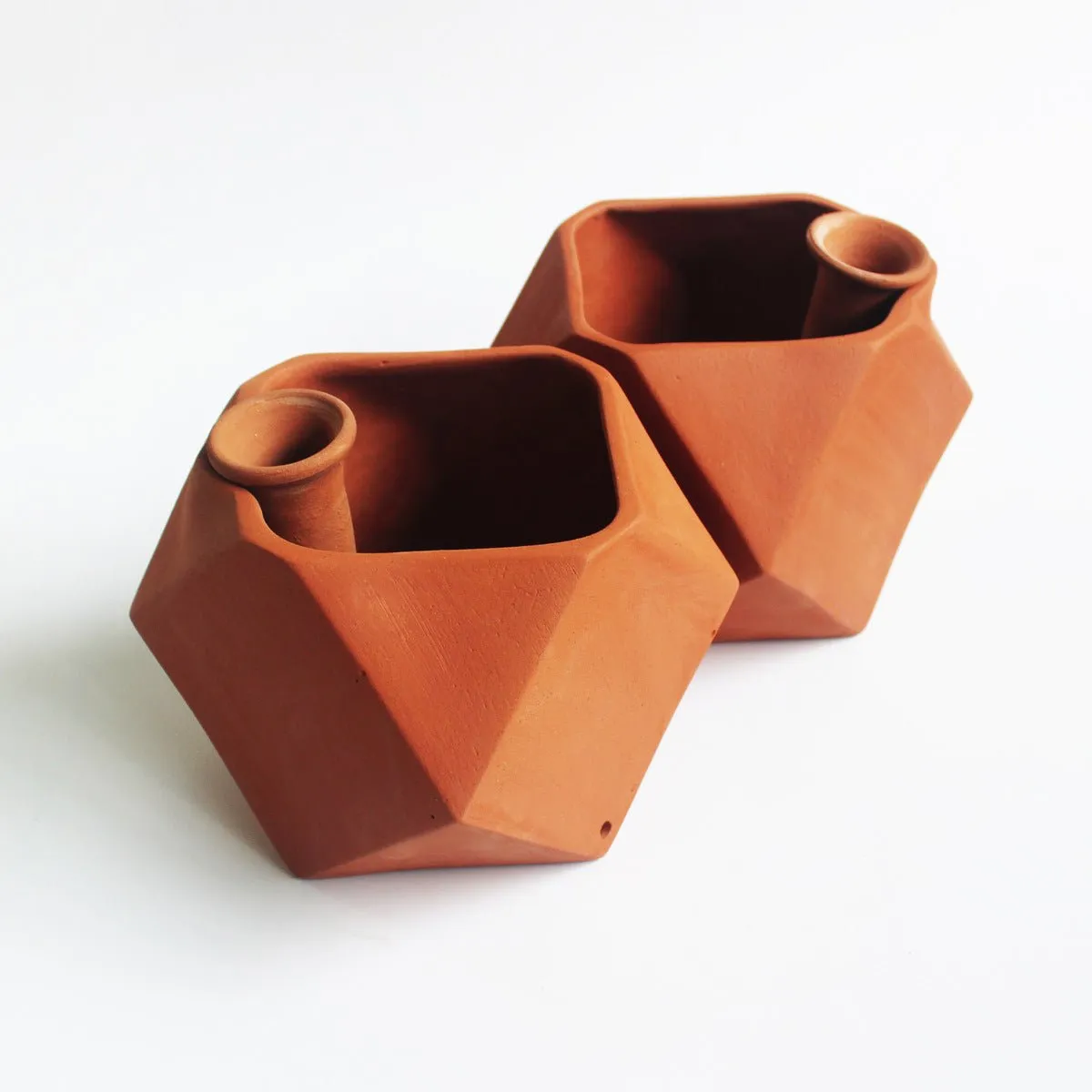 D'MOND-1 Terracotta Planter with Deep Root Watering System- Set of 2