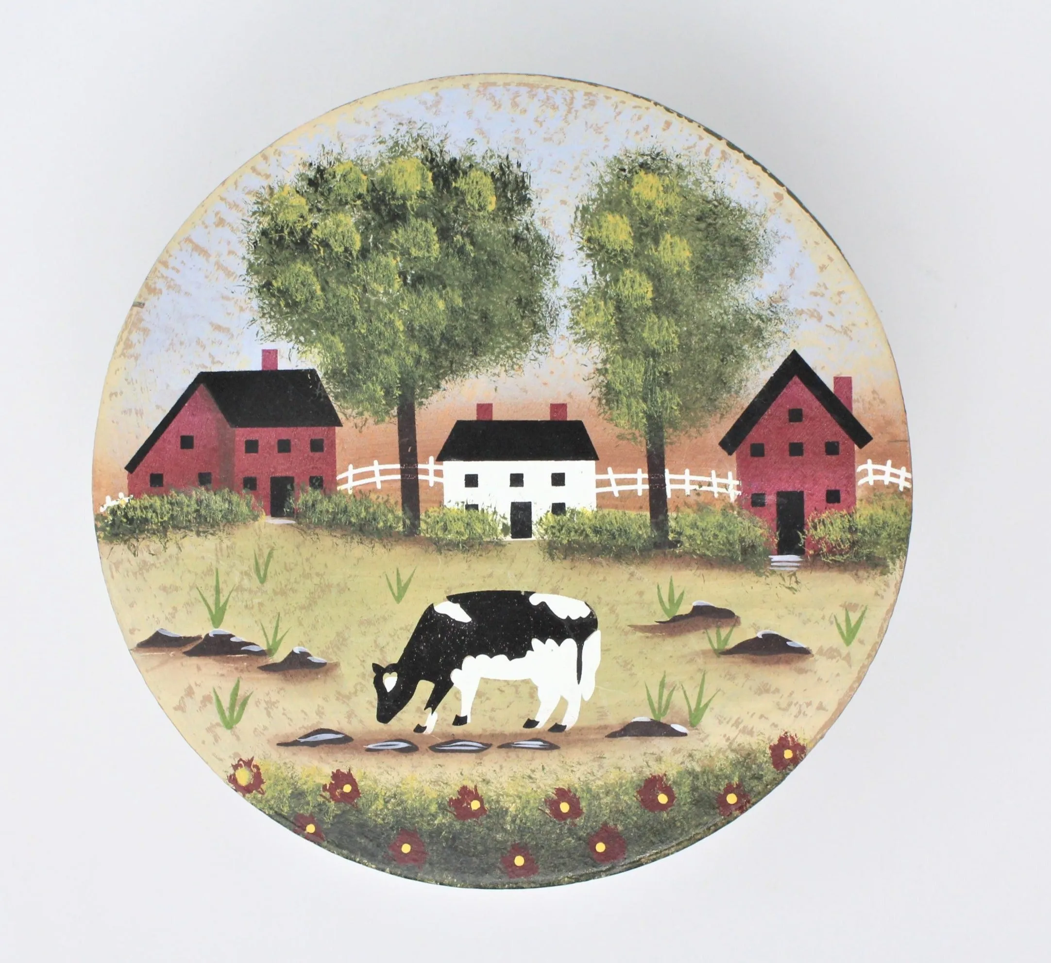 Gift Box / Storage Box, Cow Country Scene, Farmhouse Primitive, Vintage