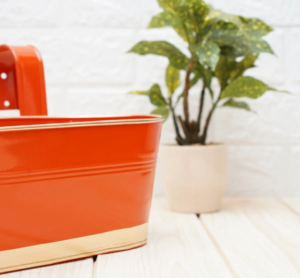 Hanging Pots For Plants Balcony Railing (Orange - Pack4)