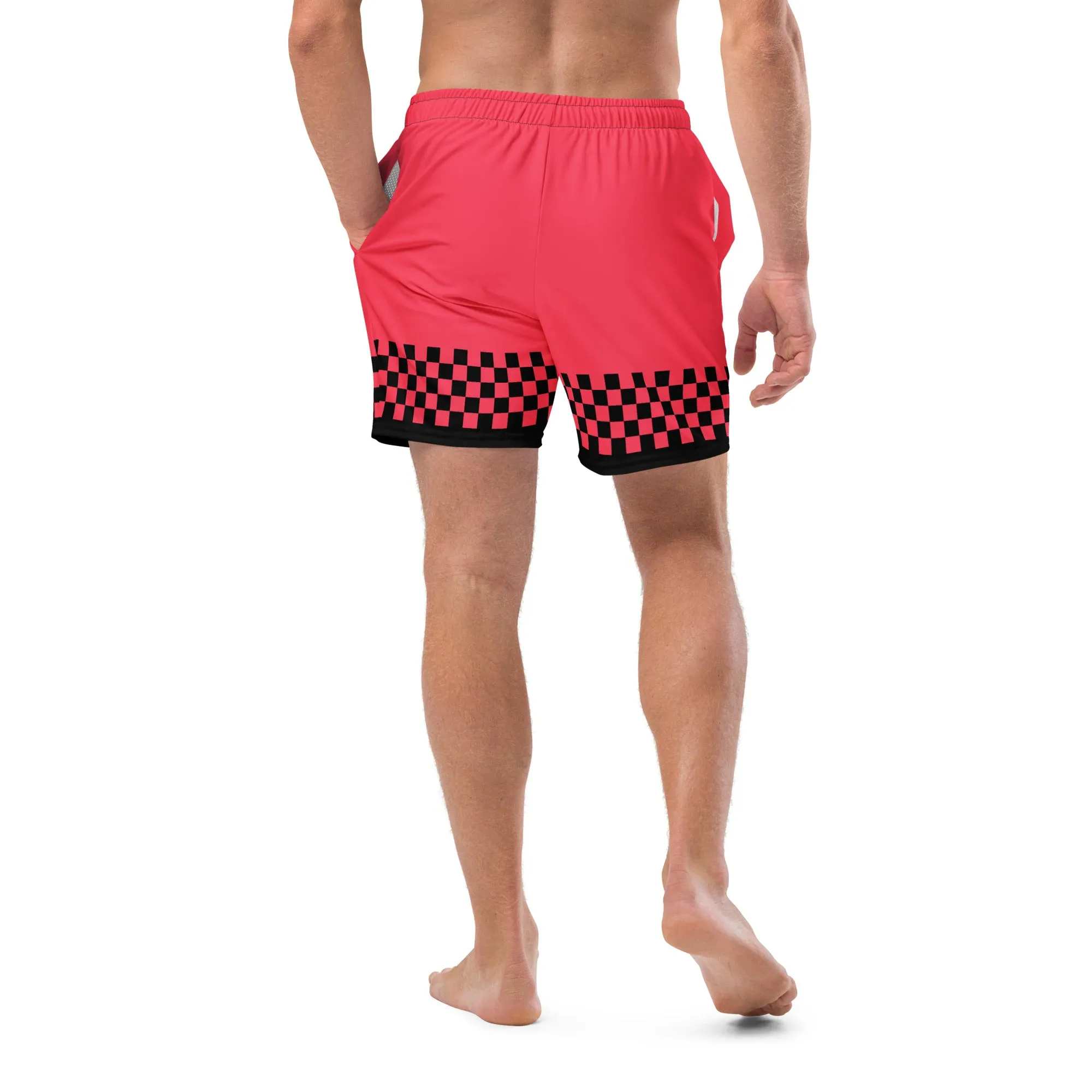 Hot Pink Checkerboard Men's swim trunks