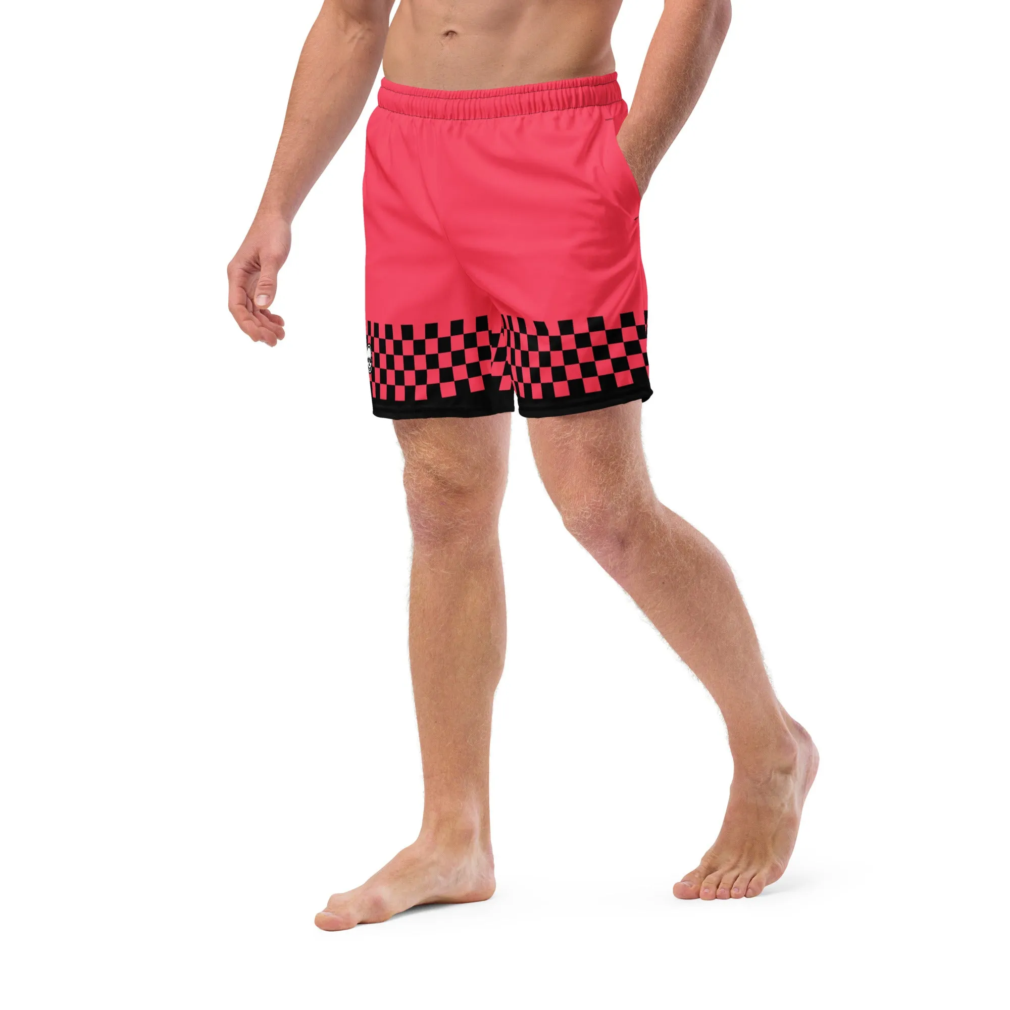 Hot Pink Checkerboard Men's swim trunks
