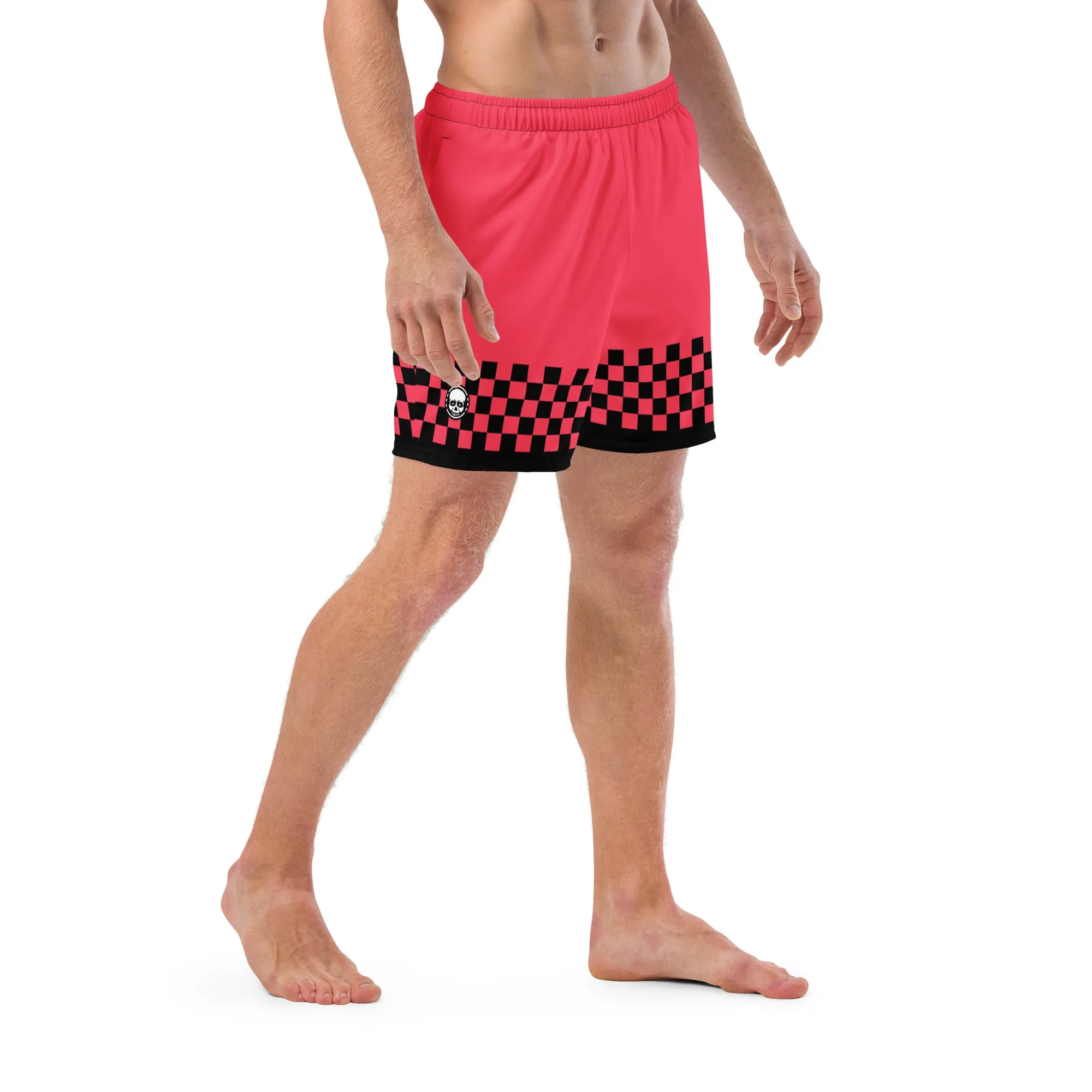 Hot Pink Checkerboard Men's swim trunks