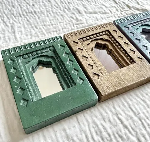 Infinite Art Decorative Wall Hanging Frames with Arched Designs, Set of 3, Green, Brown, Teal | Small 5.5 X 7.5 Inches Decorative Mirror (Pack of 3)