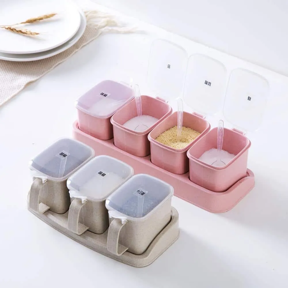 Kitchen Wheat Straw Salt / Pepper Jars Set
