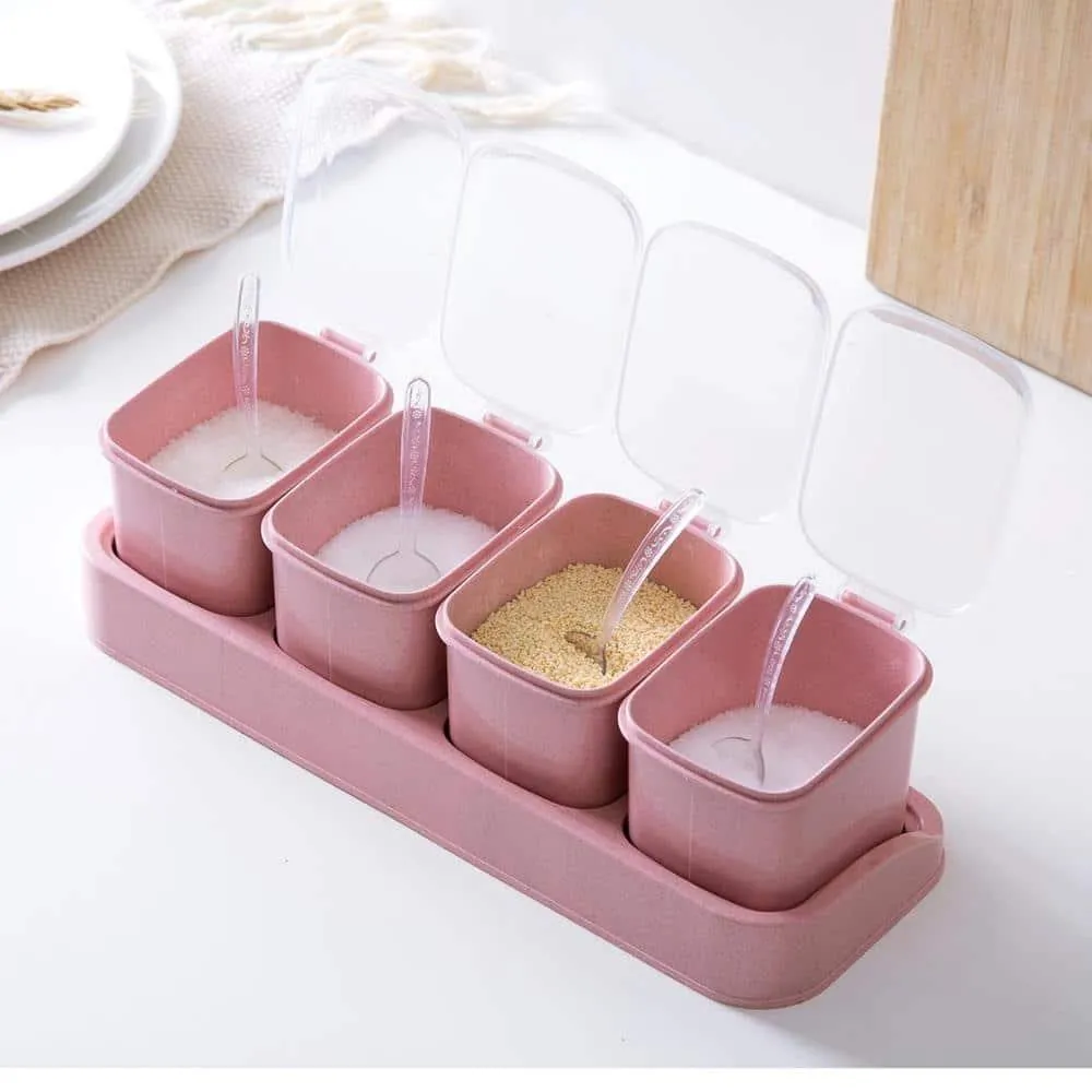 Kitchen Wheat Straw Salt / Pepper Jars Set