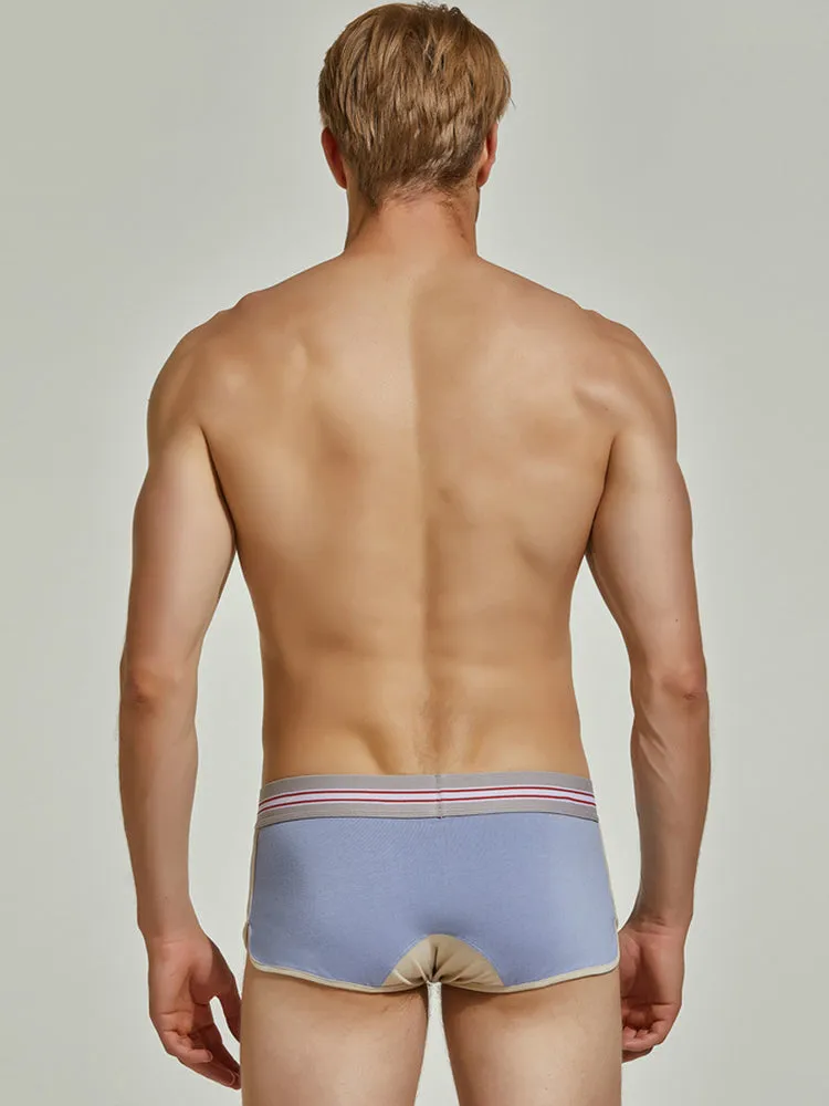 Men's Spliced Color Trunks With Button Fly