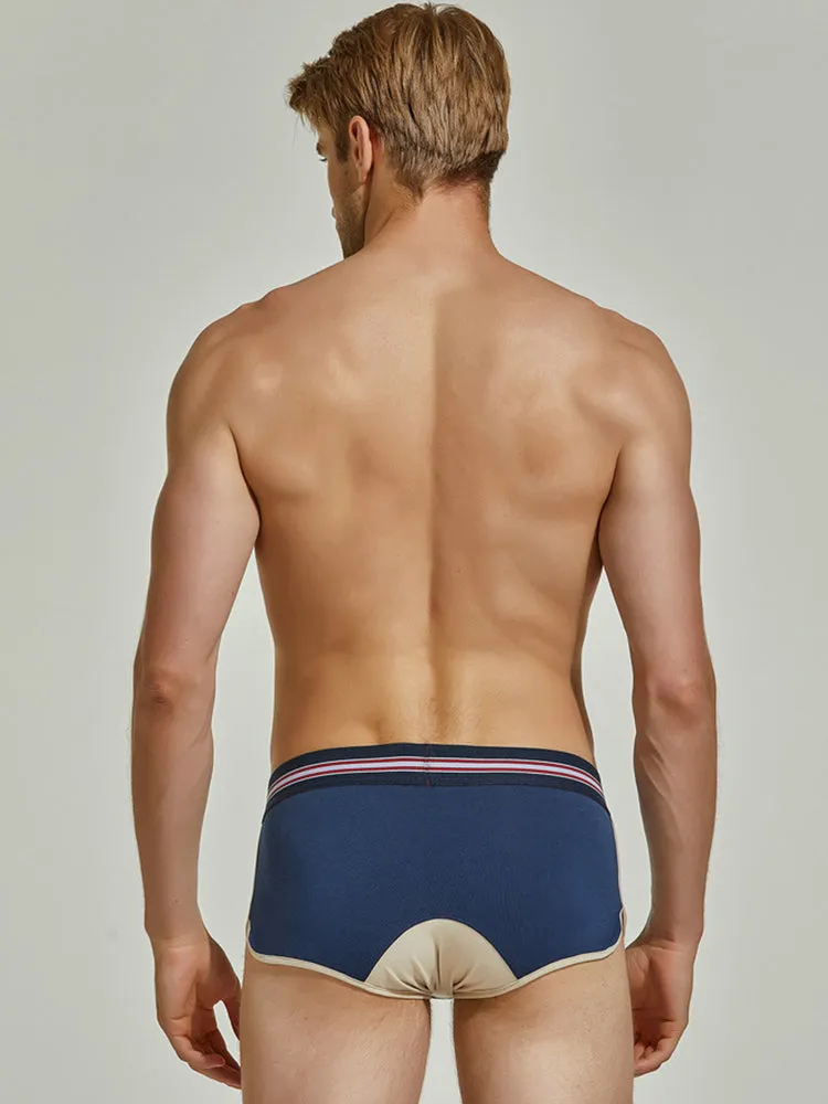 Men's Spliced Color Trunks With Button Fly