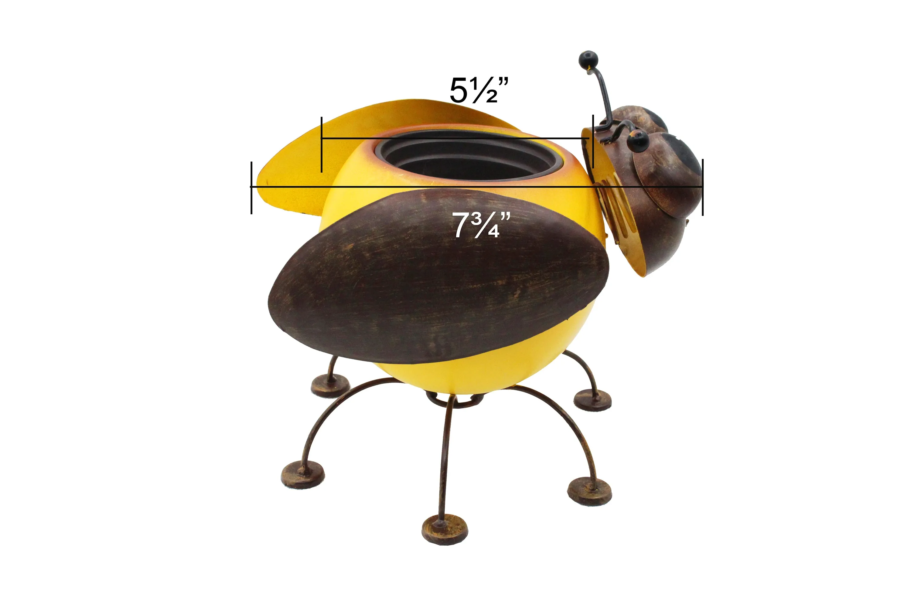 Metal Planter Bumble Bee with Pot Liner for Succulent Cacti Small Plants