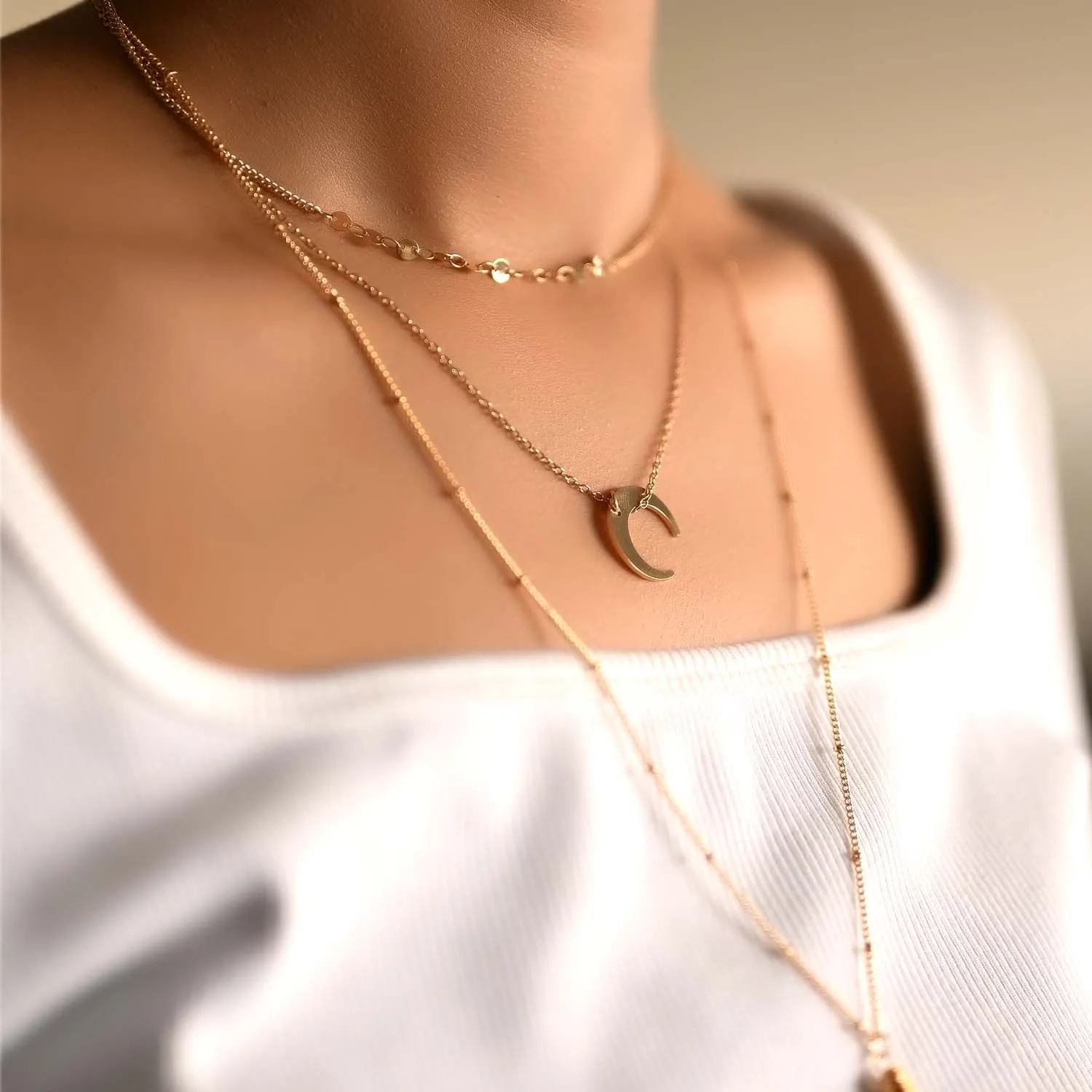 Ramona Pearl White Gold Plated Funky Long Neck Piece