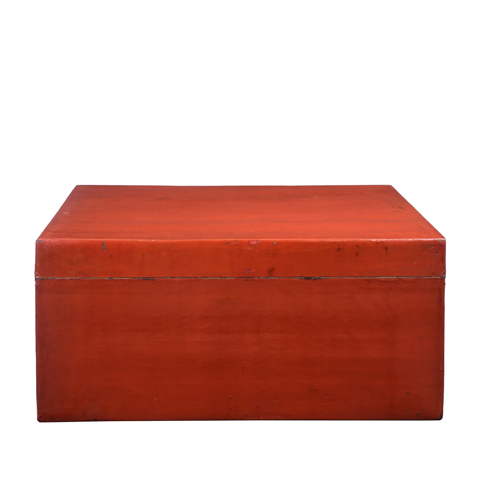 Red Leather Trunk From Shanghai - 19th Century