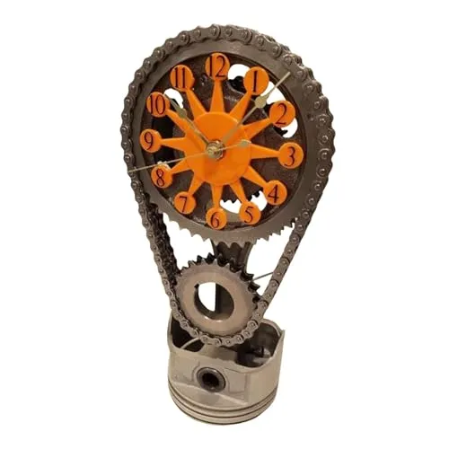SAZ DEKOR Rotating Gear Clock Fashion Metal Unique Table Clock for Home Office Bedroom