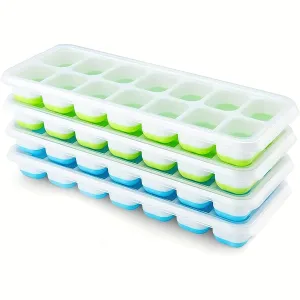 Silicone Ice Cube Trays with Lid EasyRelease Stackable Design