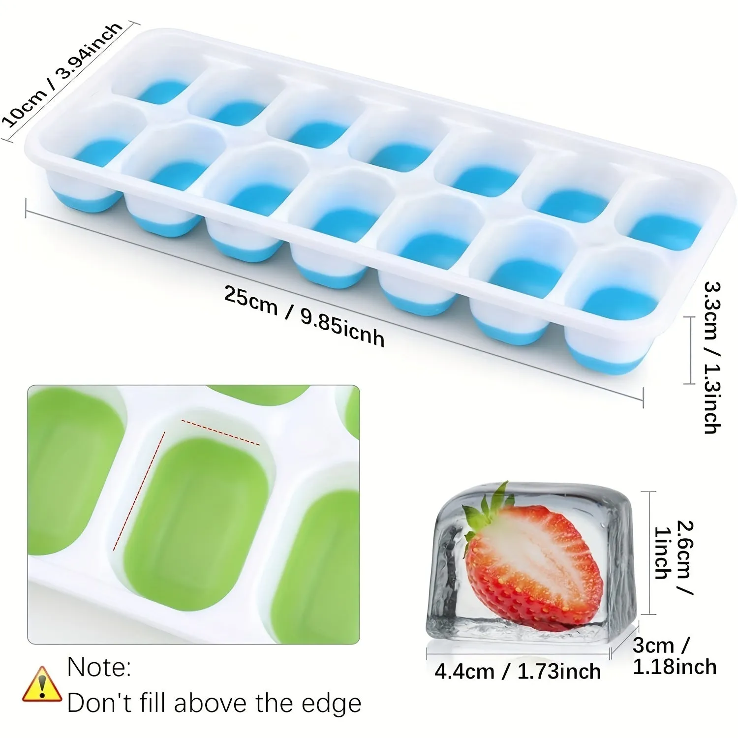 Silicone Ice Cube Trays with Lid EasyRelease Stackable Design