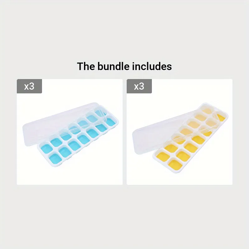 Silicone Ice Cube Trays with Lid EasyRelease Stackable Design