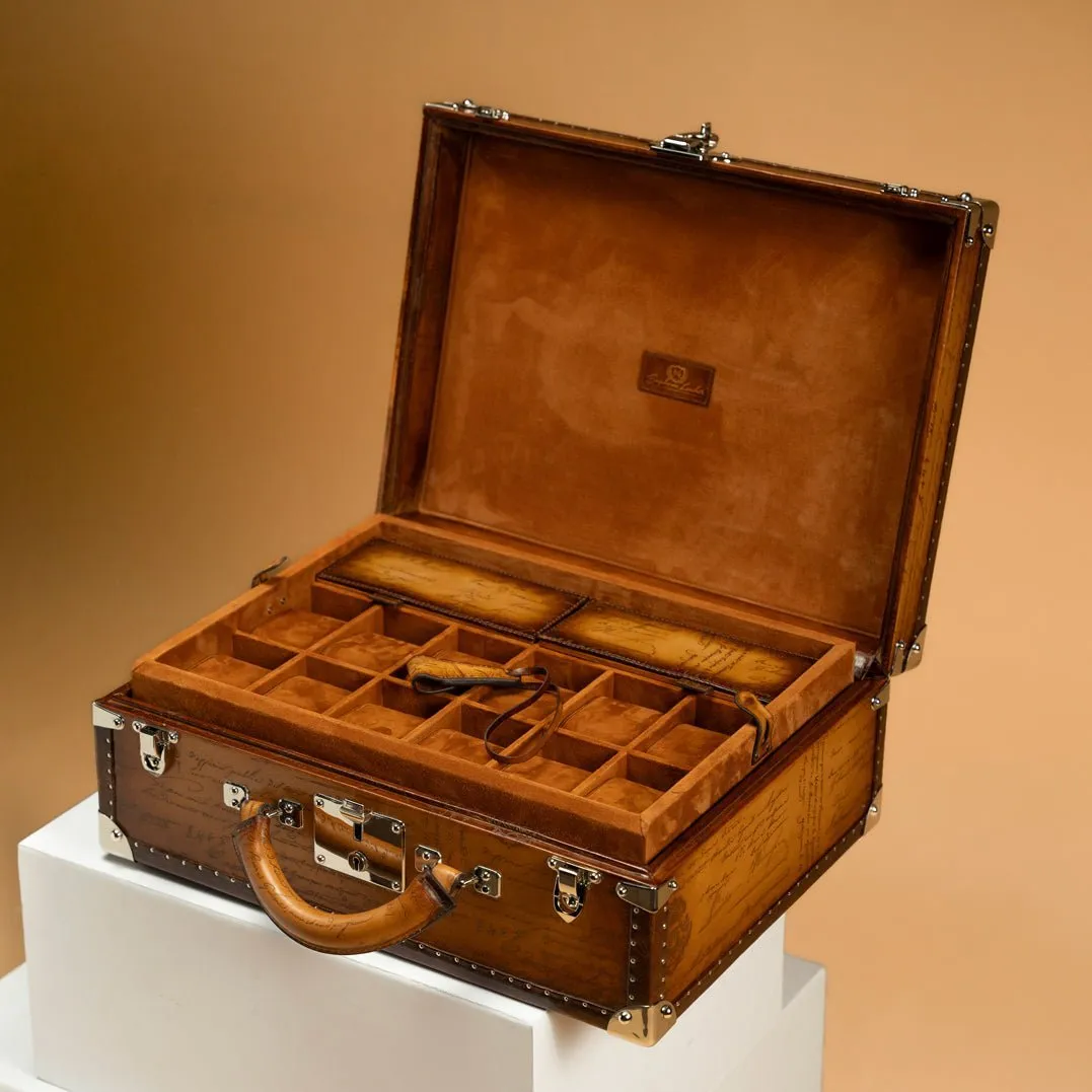 Watch Trunk - Parchment Patina Honey Brown